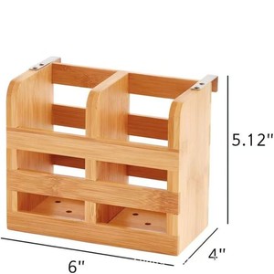 Organizador de Cubiertos de Bambú para Cocina, 6x4x5.12, Caja de Almacenamiento Montada en la Pared, Diseño Rectangular Multiusos y Ecológico - Product Image 1