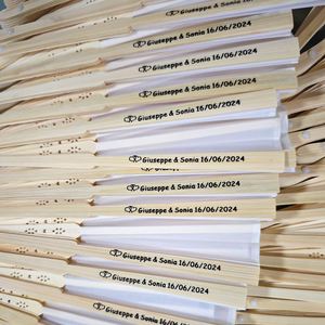 Glossy Custom Printed Bamboo Hand Fans Plastic Crafts with Logo for Women and Men - Product Image 5