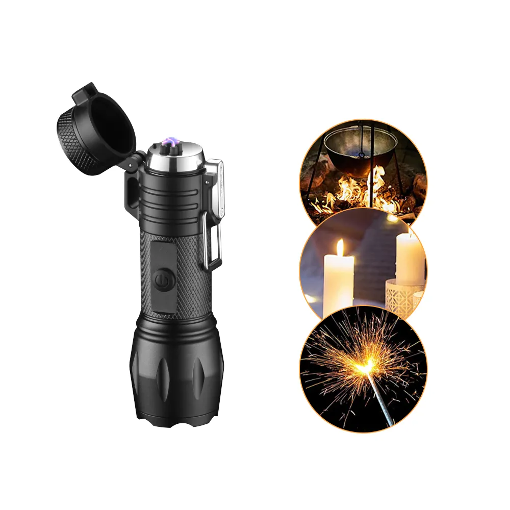 Hot selling telescopic zoom flashlight rechargeable lighter usb electric lighter arc