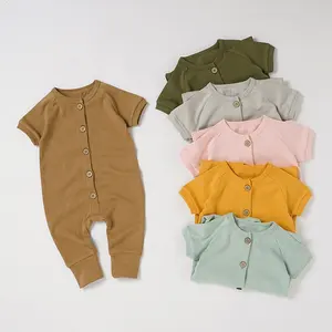 Organic Cotton Baby Grow Short Sleeve Knitted Organic Baby Romper Bodysuit