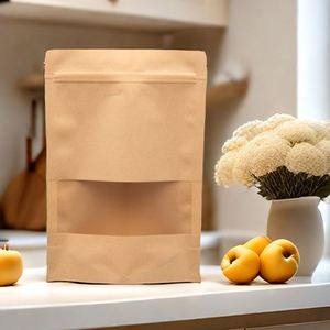 Customized Biodegradable Kraft Paper <b>Zip</b> <b>Lock</b> Pouches Stand up <b>Bag</b> Coffee Food Packaging Kraft Stand up Pouch with Window - Product Image 4