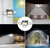 Lámpara Solar de Pared de Tres/Cuatro Cabezas, 270/218 LED, Sensor de Seguridad, para Entrada de Garaje, Exterior, Impermeable, Reflector Multicabezal