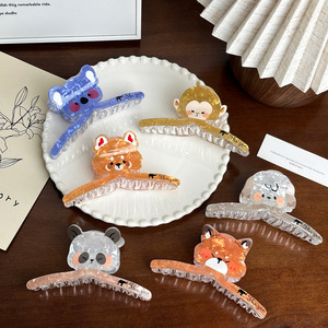 Fanyue 11CM Fermagli per Capelli in Plastica Acrilica a Forma di Animali Cartoon, Cani, Panda, Scimmie, Moda 2024 - Product Image 1