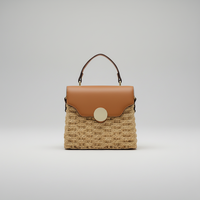 Fournisseur d'exportation Sac carré en corde de papier à cadre en fer Garniture en cuir Boucle Sac bandoulière Grande capacité Écologique OEM ODM Vente en gros