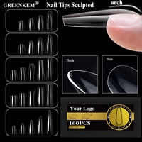 Pointes d'ongles transparentes multi-formes avec design sans couture pour extensions d'ongles en boîte de 16 tailles, épaisses et durables, faux ongles