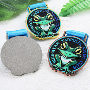 Médailles commémoratives de natation en émail, motif grenouille, personnalisables avec ruban, pour événements de clubs de natation jeunesse et compétitions de natation - Product Image 4