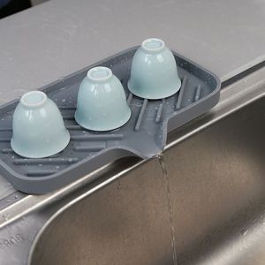 Draining Rack With Tray Plastic Kitchen Sink Organizer Dish And Bowl Storage Modern Square Design Hanging Type - Product Image 2