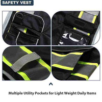 Gilet di Sicurezza Riflettente ad Alta Visibilità Nero e Traspirante con Tasche Multiple per Uso di Sicurezza e Protezione della Proprietà
