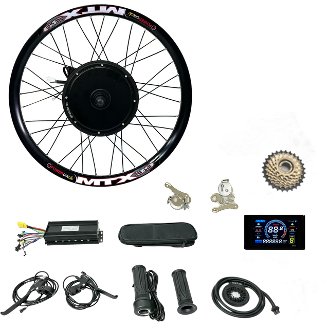 72V 5000W Hub Motor Electric Bike Conversion Kit with Twist Throttle Optional Integrated Lithium Battery and LCD Display