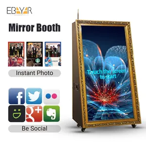 حار بيع مثير للإعجاب الفورية شاشة تعمل باللمس الذكية الرقمية مرآة photobooth حالة التفاعلية مرآة سحريّة ماكينة غرفة التصوير