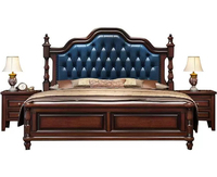 Lit double moderne en bois massif avec tiroirs, plateforme de lit souple King Size pour chambre à coucher