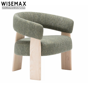 WISEMAX FURNITURE Nordic <span class=keywords><strong>Vintage</strong></span> Dossier incurvé Chaise de loisirs Mobilier de salon <span class=keywords><strong>Fauteuil</strong></span> en <span class=keywords><strong>cuir</strong></span> en bois massif pour le salon - Product Image 3