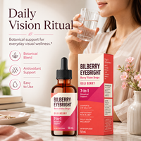 Gouttes oculaires à la myrtille avec Eyebright, baies de Goji, Lutéine, Zéaxanthine, Vitamine A, Vitamine C et Zinc 50ml OEM Marque Privée