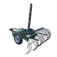Râteau à foin combiné pour tondeuse, attache tracteur, largeur de travail 1400 mm, compatible 12-20 CV, équipement agricole intégré pour la coupe et le ramassage de l'herbe