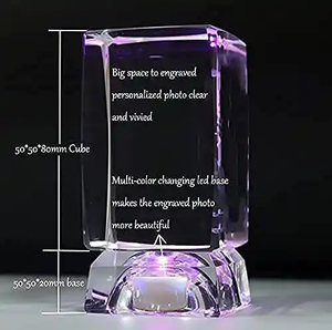 صورة شخصية ثلاثية الأبعاد مكعب كريستال قاعدة ضوء ليلي مع صورة عائلية محفورة لتزيين المنزل والتخلي عنه - Product Image 4