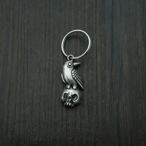 Gothic Wiccan Chết <span class=keywords><strong>Skull</strong></span> Raven Crow Keychain Goth Tinh Thần Amulet Rune Đồ Trang Sức Động Vật Cho Nam Giới Phụ Nữ Thời Trang <span class=keywords><strong>Keyring</strong></span> - Product Image 6