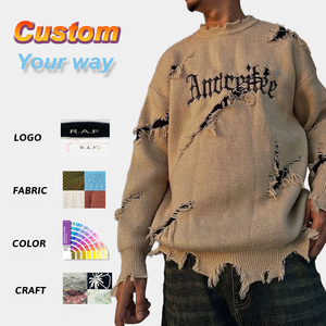 Suéter desgastado para <span class=keywords><strong>hombre</strong></span>, <span class=keywords><strong>Jersey</strong></span> informal de cuello redondo, prendas de punto, <span class=keywords><strong>jersey</strong></span> con patrón de diseño de invierno, suéter de punto personalizado, suéter de tipo - Product Image 2