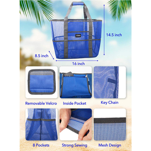 Elegante bolsa de juguete de playa de malla grande Bolso de playa de malla transparente Bolso de compras - Product Image 4