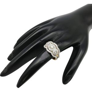 14k Yellow Gold Round Brilliant Diamond Three Stone Halo Engagement <b>Ring</b> Women's Bridal Jewelry Set - Product Image 5