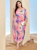 Chic Style femmes c Maxi Abaya robe rose bleu jaune manches chauve-souris jupe plissée été Boho robe