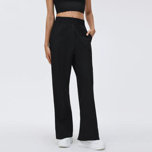 Pantalones Deportivos de Pierna Ancha y Cintura Alta para Mujer, Pantalones de Felpa Suaves, Corte Holgado, Cintura Elástica, Pantalones Casuales con Bolsillos - Product Image 1