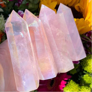 Atacado de Cristal HOLA Aura Torre de Quartzo Rosa Cristal Obelisco para Decoração - Product Image 3