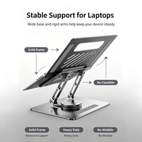 Support Ergonomique Portable, Base Rotative à 360° ° Refroidissement ventilé, hauteur réglable, 17 pouces, ordinateurs et tablettes
