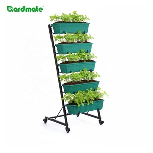 Support de Jardinière sur Roues à 5 Niveaux en Métal pour Jardin Domestique – Durable et Écologique pour Fleurs, Légumes, Herbes et Lits de Culture Surélevés - Product Image 1