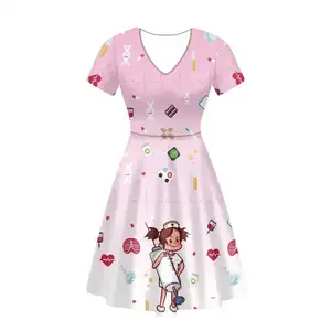 Doctor Nurse Dress Manufacturer Custom Medical Treatment Cartoon Pattern Wholesale Dresses casual dresses women elegant sexy