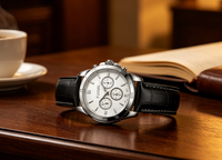 Montre chronographe en cuir avec logo personnalisé, mouvement à quartz de luxe G10.212, montre originale de marque avec bracelet en caoutchouc