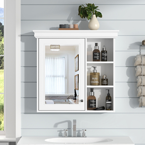Armadietto da bagno con specchio 30'' x 28'', mobiletto a parete sopra il WC - Product Image 3