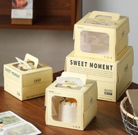 Boîte à gâteau en papier de qualité alimentaire de luxe, boîte à dessert biodégradable, boîte à pâtisserie, boîte à muffins en papier, emballage à emporter avec poignée et fenêtre