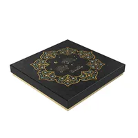 Boîte cadeau rigide carrée en or sur mesure, boîte décorative pour chocolats et biscuits pour l'Aïd/les fêtes islamiques