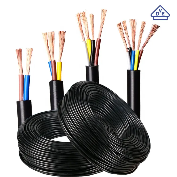 Cable RVV de 4 núcleos, 1,5 MM, 2,5 MM, 4MM, 6MM, 6MM, Cable Flexible de PVC aislado y enfundado, Cable de alimentación eléctrica