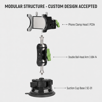 Support de téléphone pour voiture, rotation à 360 degrés, support de téléphone portable en alliage d'aluminium robuste pour tableau de bord de voiture, pare-brise
