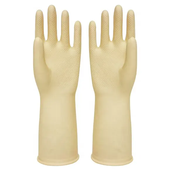 Gants en latex industriel antidérapants blancs sans doublure