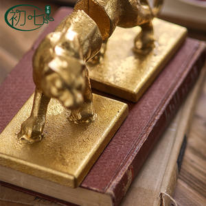 Metal Leopard Bookends American Antique Style 11x9x10.5cm 2Pcs Decorative <b>Ornaments</b> For Home Office <b>Desk</b> - Product Image 1