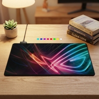 Tapis de souris de jeu Esports RGB LED FPS avec bords cousus, matériau en caoutchouc naturel, forme carrée, grande taille