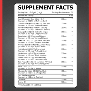 ODM OEM Mushroom Softgels with Mushroom <b>Blend</b> Ashwagandha Maca Root Support Immunity Mermory Focus Mood Natural Fuel Antioxidant - Product Image 2