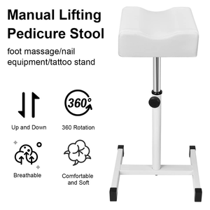 Tabouret de table à ongles blanc réglable avec repose-pieds en métal pour salon de beauté - Product Image 3