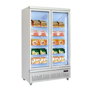 Supermarket refrigeration equipment double-door direct cooling refrigerator ice cream