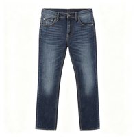 Jean slim rétro pour homme avec coutures en W, coupe droite, en denim de coton, taille basse, cinq poches, décontracté