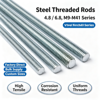 Double End Threaded Studs Grade 4.8/6.8 Steel Black Zinc Finish Metric M9-M16 M41 Industrial Stud Bolt Factory Supply