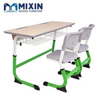 Ensemble de mobilier scolaire durable en MDF, table et chaise double pour étudiants, idéal pour les salles de classe du lycée, design moderne