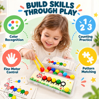 Jouet de tri et de comptage des couleurs Caterpillar avec pinces et cartes à motifs, jeu d'apprentissage préscolaire pour enfants de 3 ans et plus