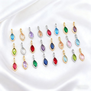 Aksesoris Perhiasan DIY Liontin Batu Kelahiran Berbentuk Rhombus Marquise Zirkon Berwarna untuk Pembuatan Kalung dan Gelang - Product Image 1