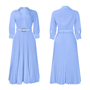 <span class=keywords><strong>Vestidos</strong></span> Casuales Modernos C8622 para <span class=keywords><strong>Mujer</strong></span>, Elegantes <span class=keywords><strong>Vestidos</strong></span> Largos con Cuello en V y Pliegues, Vestido de Oficina para <span class=keywords><strong>Mujer</strong></span> con Cinturón - Product Image 6