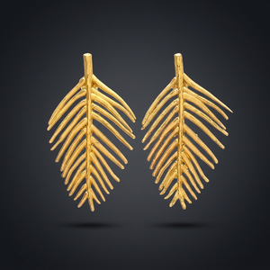 Nouveauté - Boucles d'oreilles pendantes tendance Gopali - Plaqué or 14 carats - Forme plume - Argent sterling 925 - Product Image 3