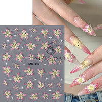 Autocollant 3D de fleur d'art d'ongle de logo personnalisé nouveau design décalcomanies en plastique colorées pour la presse sur les ongles imperméables