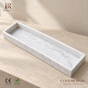 Plateau <span class=keywords><strong>de</strong></span> service rectangulaire en marbre naturel <span class=keywords><strong>de</strong></span> luxe, design Art Déco, taille personnalisable, blanc, décoration intérieure, plateau <span class=keywords><strong>de</strong></span> <span class=keywords><strong>salle</strong></span> <span class=keywords><strong>de</strong></span> <span class=keywords><strong>bain</strong></span> - Product Image 1